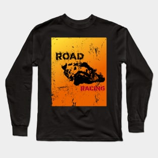 Motorcycle road racing grunge silhouette logo Long Sleeve T-Shirt